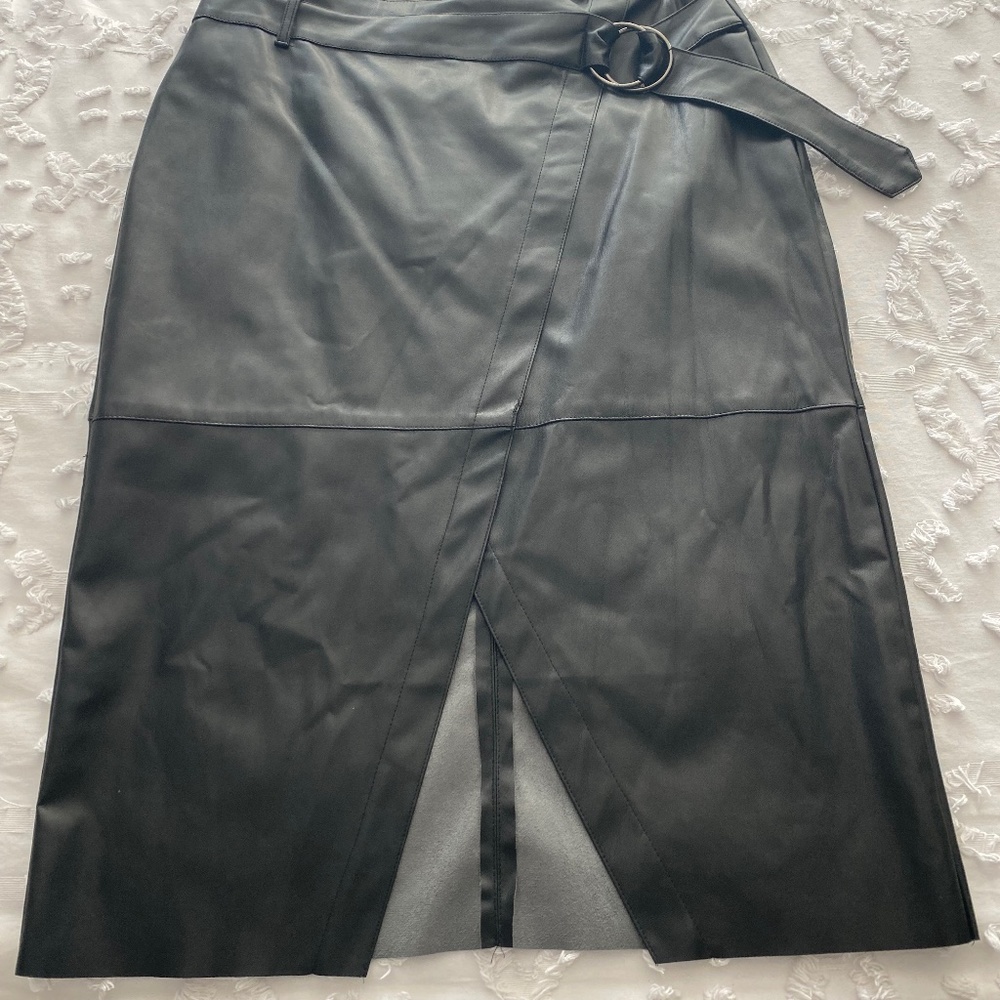 Amadi for Anthropologie Pleather Faux Wrap Skirt